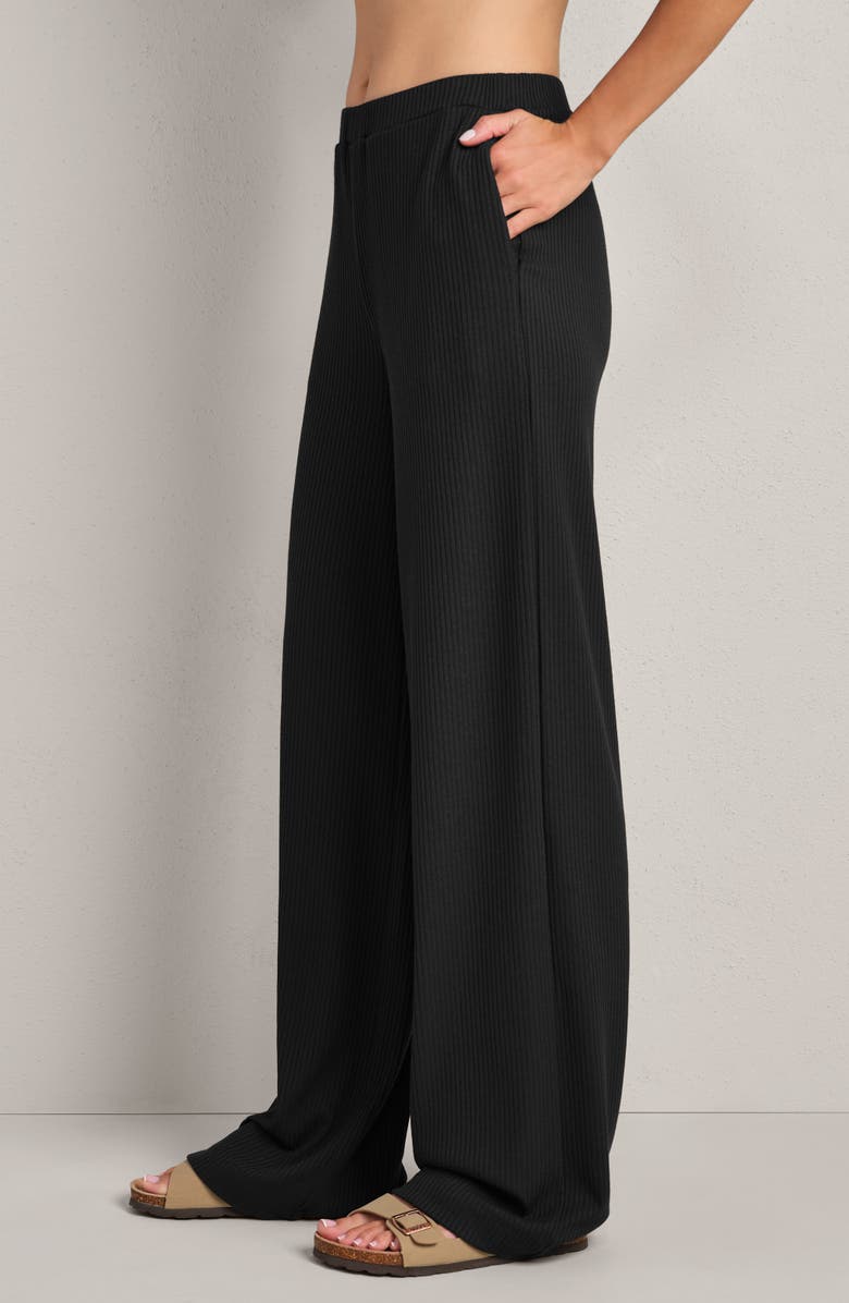 Rhone LivLuxe Rib Wide Leg Pants, Alternate, color, Pure Black