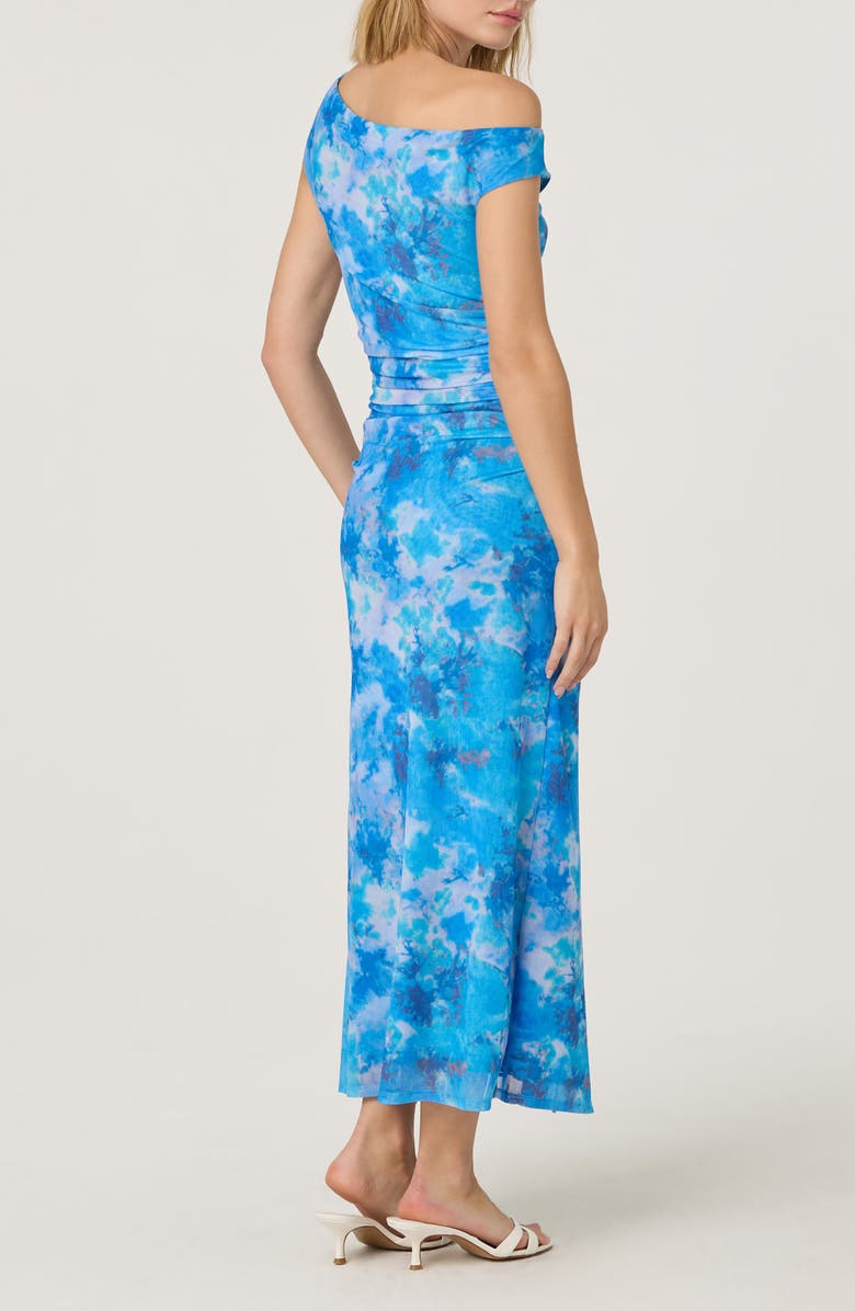 ASTR the Label Ruched One-Shoulder Maxi Dress, Alternate, color, Blue Watercolor