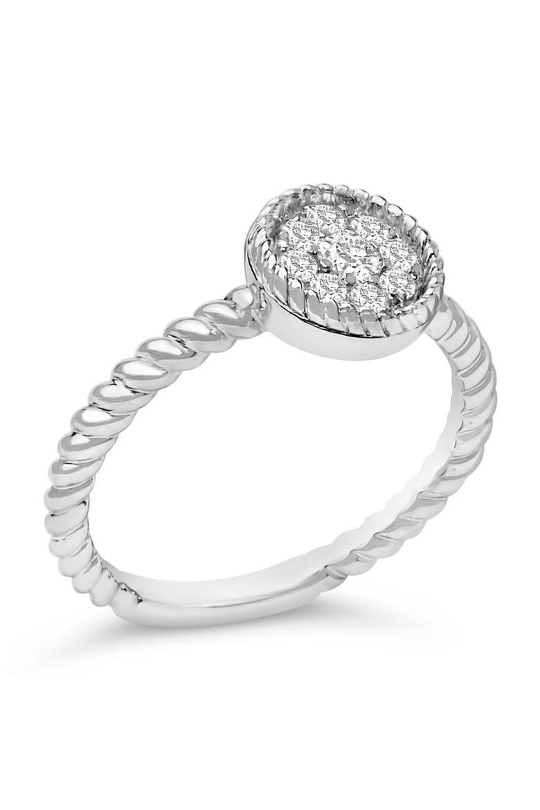 Sterling Silver 1/4 Cttw Diamond Floral Round Braided Ring, Alternate, color, Silver