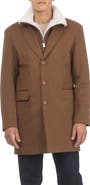 GORSKI Men's Wool Short Coat Crafted From Loro Piana with Genuine Shearling Trim
