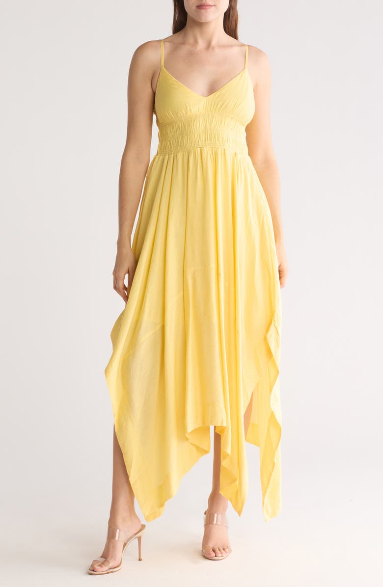 Blu Pepper Handkerchief Hem Slipdress, Main, color, Yellow
