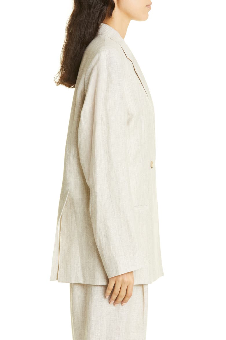 Oversize Double Breasted Wool & Linen Blazer, Alternate, color, MIST MELANGE
