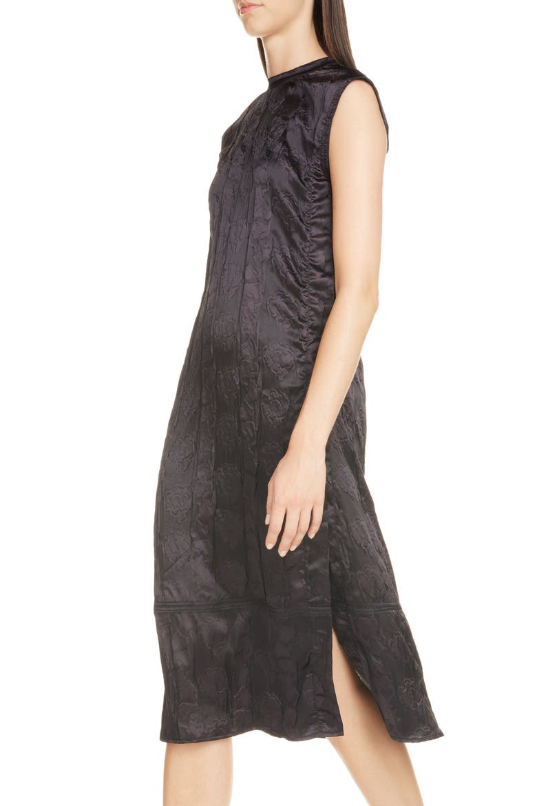 Darienne Shiny Embossed Midi Dress, Alternate, color, BLACK