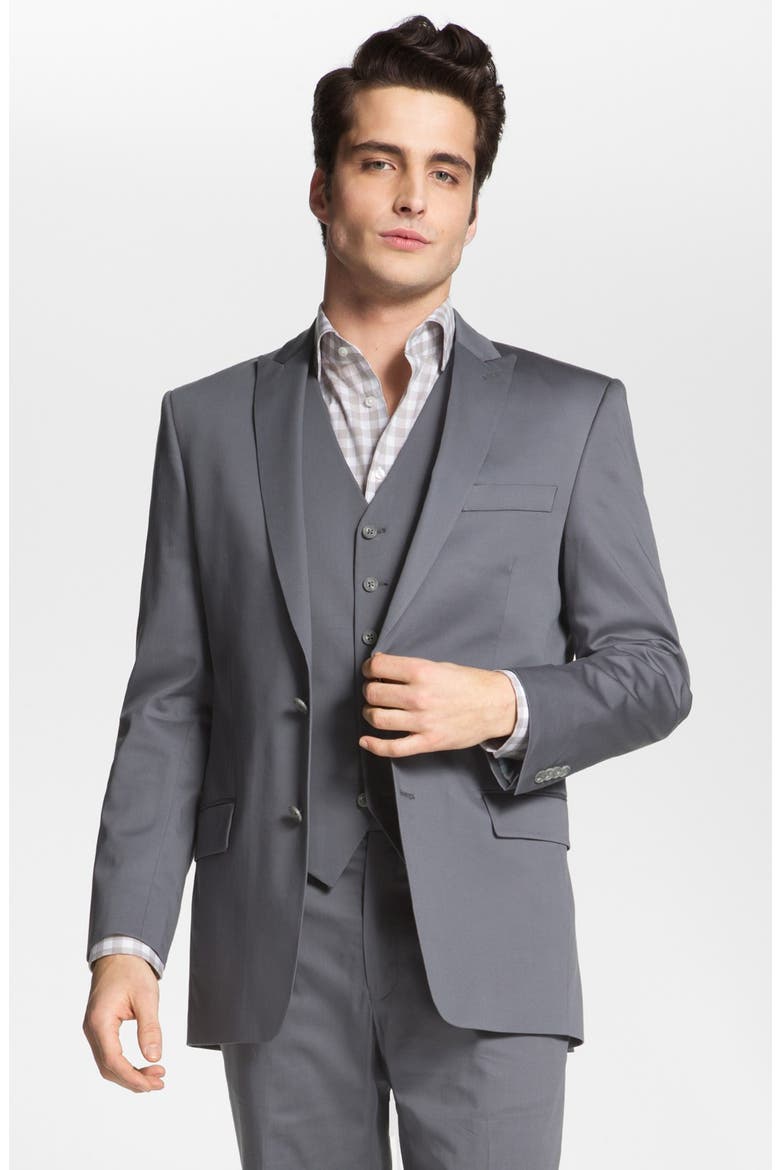 'City' Trim Fit Cotton Blend Sportcoat, Main, color, GUNMETAL