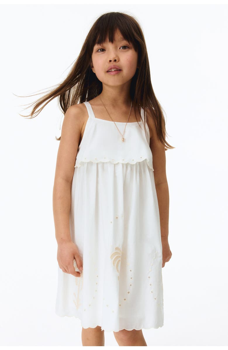 H&M Embroidered Strappy Dress, Alternate, color, White/Palm Trees