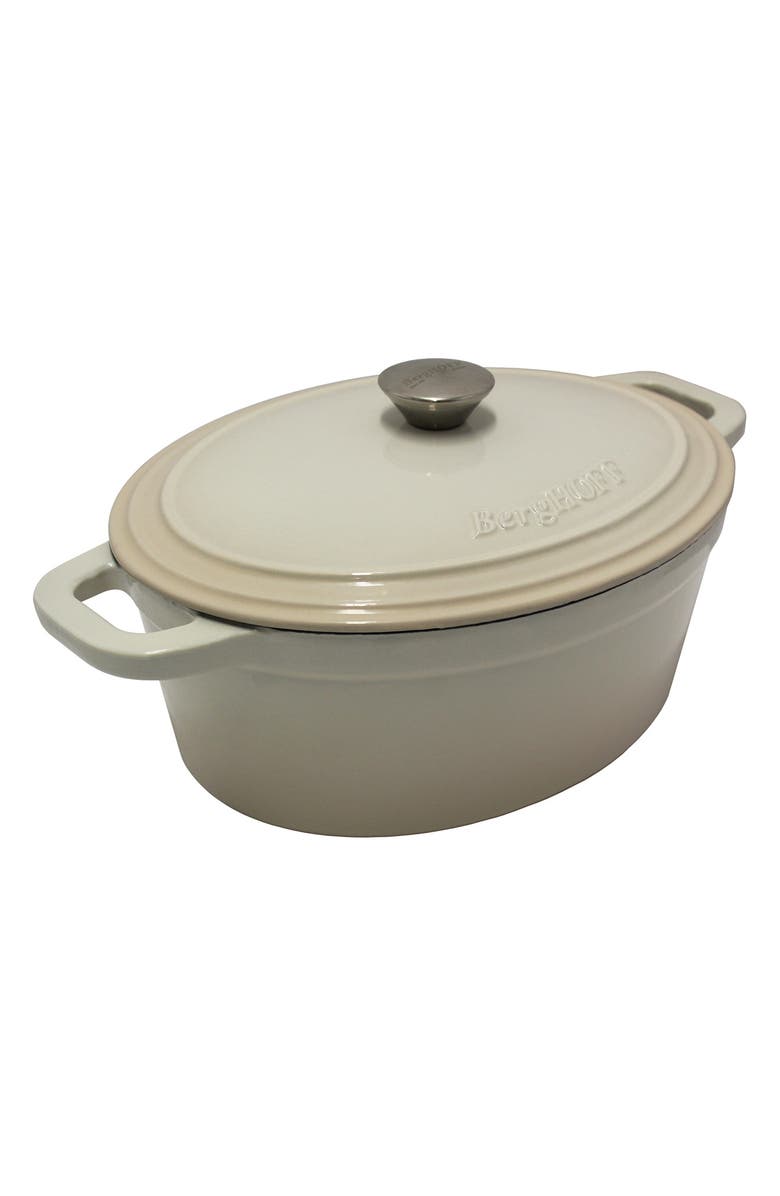 BergHOFF International Neo 5-Quart Cast Iron Oval Covered Dutch Oven, Alternate, color, Cream