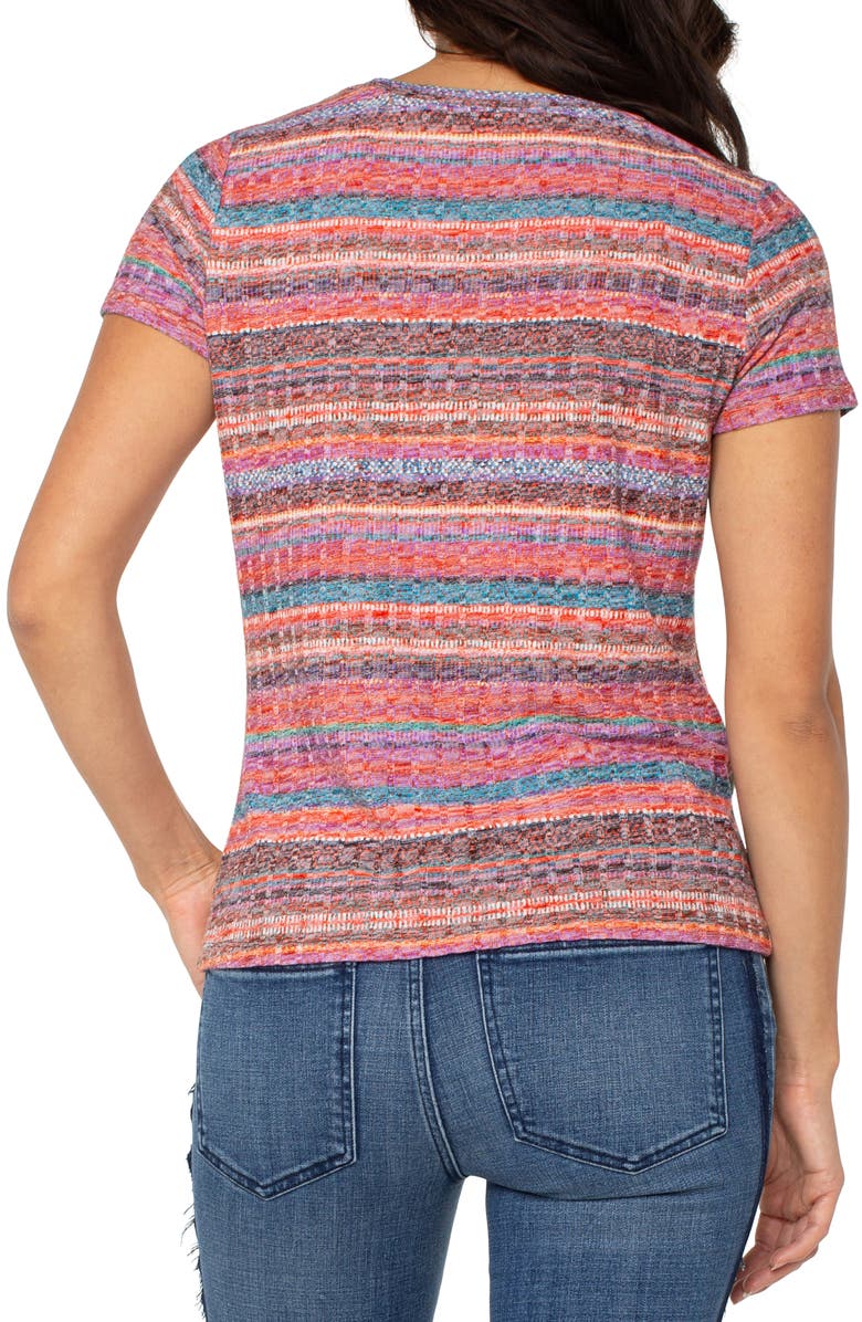 Liverpool Los Angeles Chevron Stripe Short Sleeve Ribbed Top, Alternate, color, 