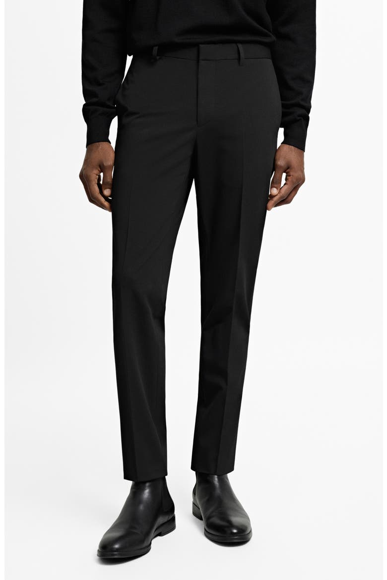 Superslim Fit Flat Front Stretch Dress Pants, Main, color, BLACK