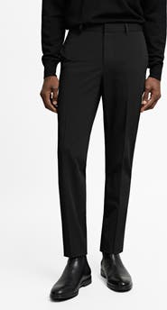 MANGO Superslim Fit Flat Front Stretch Dress Pants