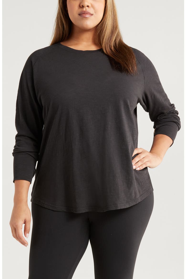 Relaxed Washed Cotton Top, Main, color, BLACK