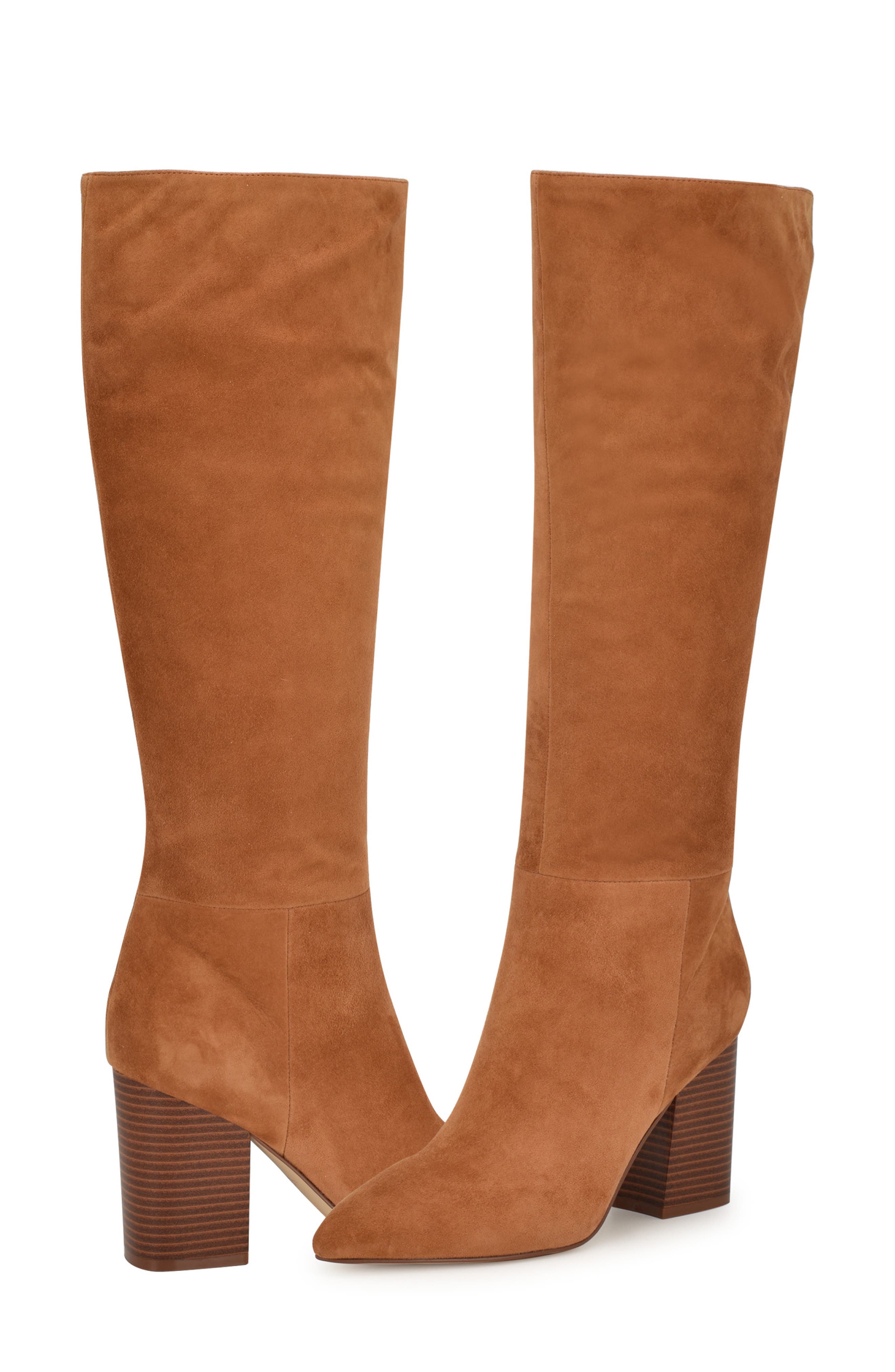 Nine West Peachey Pointed Toe Knee High Boot, Alternate, color, Medium Brown Suede