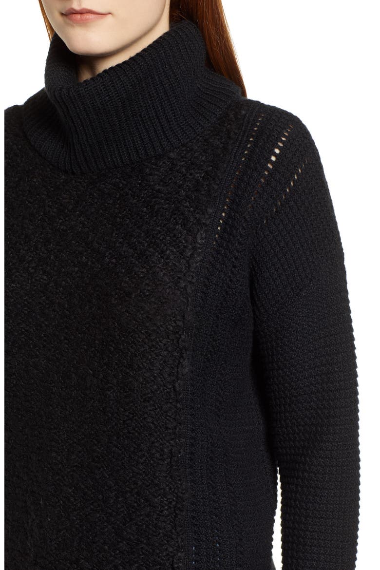 Cowl Neck Bouclé Sweater, Alternate, color, BLACK