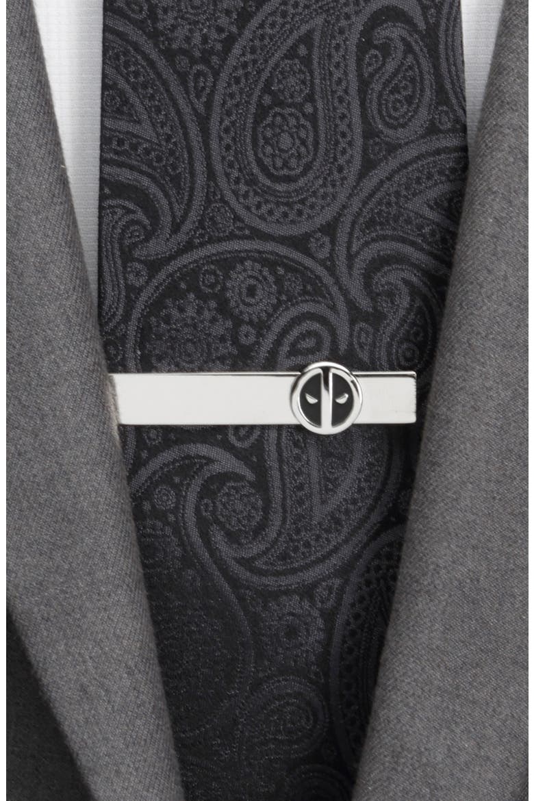 Deadpool Silk Tie, Cuff Links & Tie Bar Set, Alternate, color, BLACK