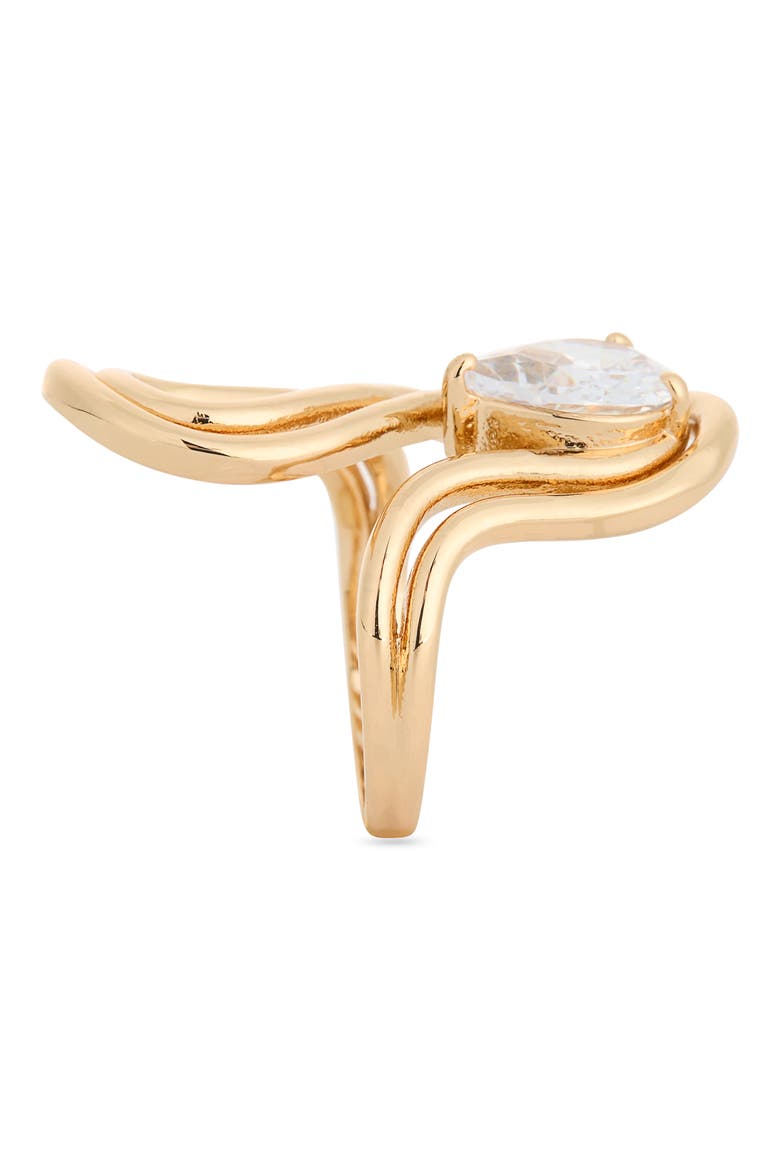 Cubic Zirconia Wavy Statement Ring, Alternate, color, CLEAR- GOLD