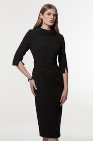 Karen Millen Crepe Roll Neck Pencil Midi Dress