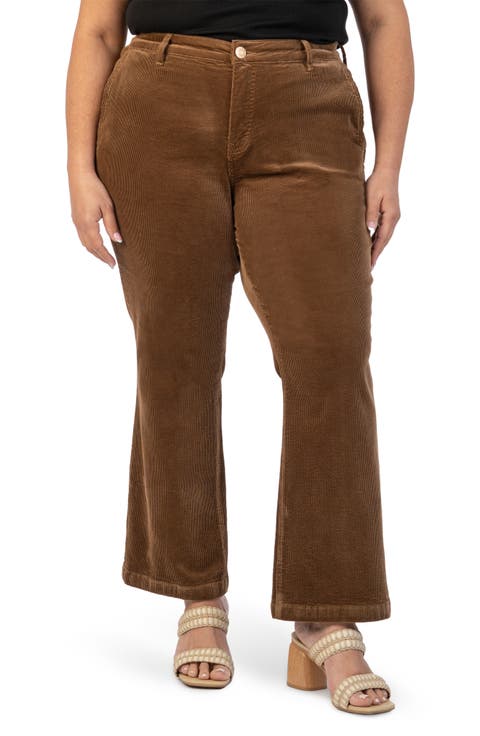 Kelsey Ankle Flare Corduroy Jeans (Mushroom) (Plus Size)
