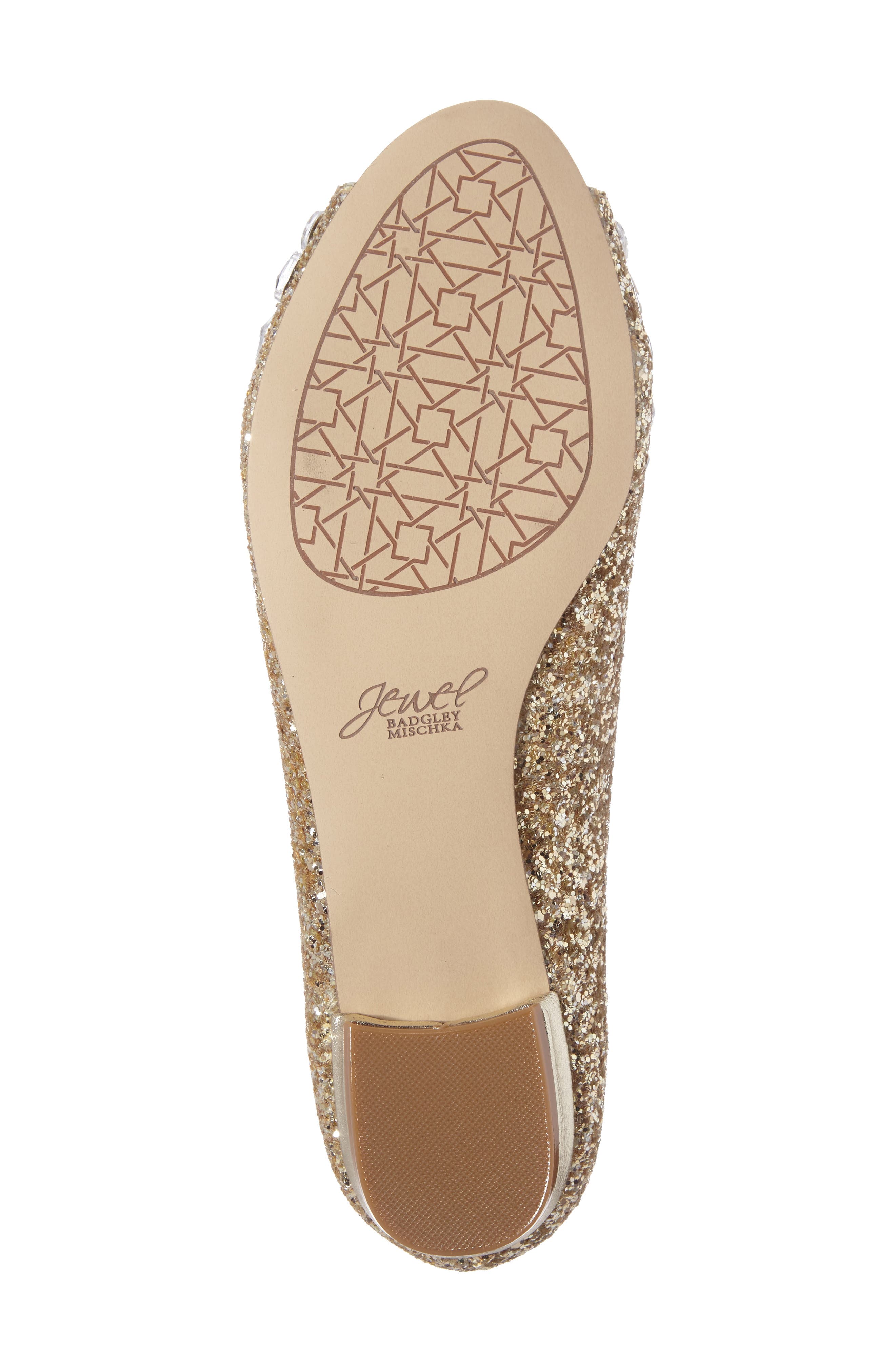 Jewel Badgley Mischka Claire Embellished Flat, Alternate, color, 