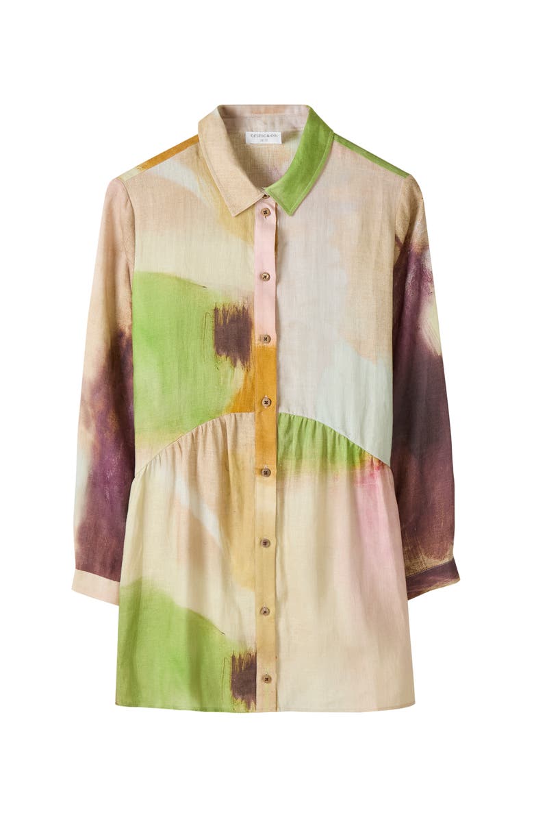 Celtic & Co. Linen Gathered Waist Tunic, Main, color, Colour In Sky