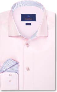 David Donahue Trim Fit Cotton Twill Dress Shirt