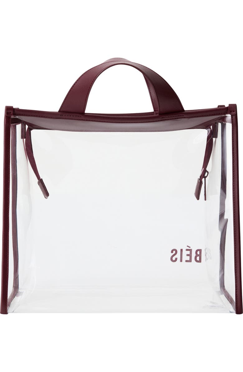 Béis The Clear Stadium Tote, Alternate, color, Burgundy
