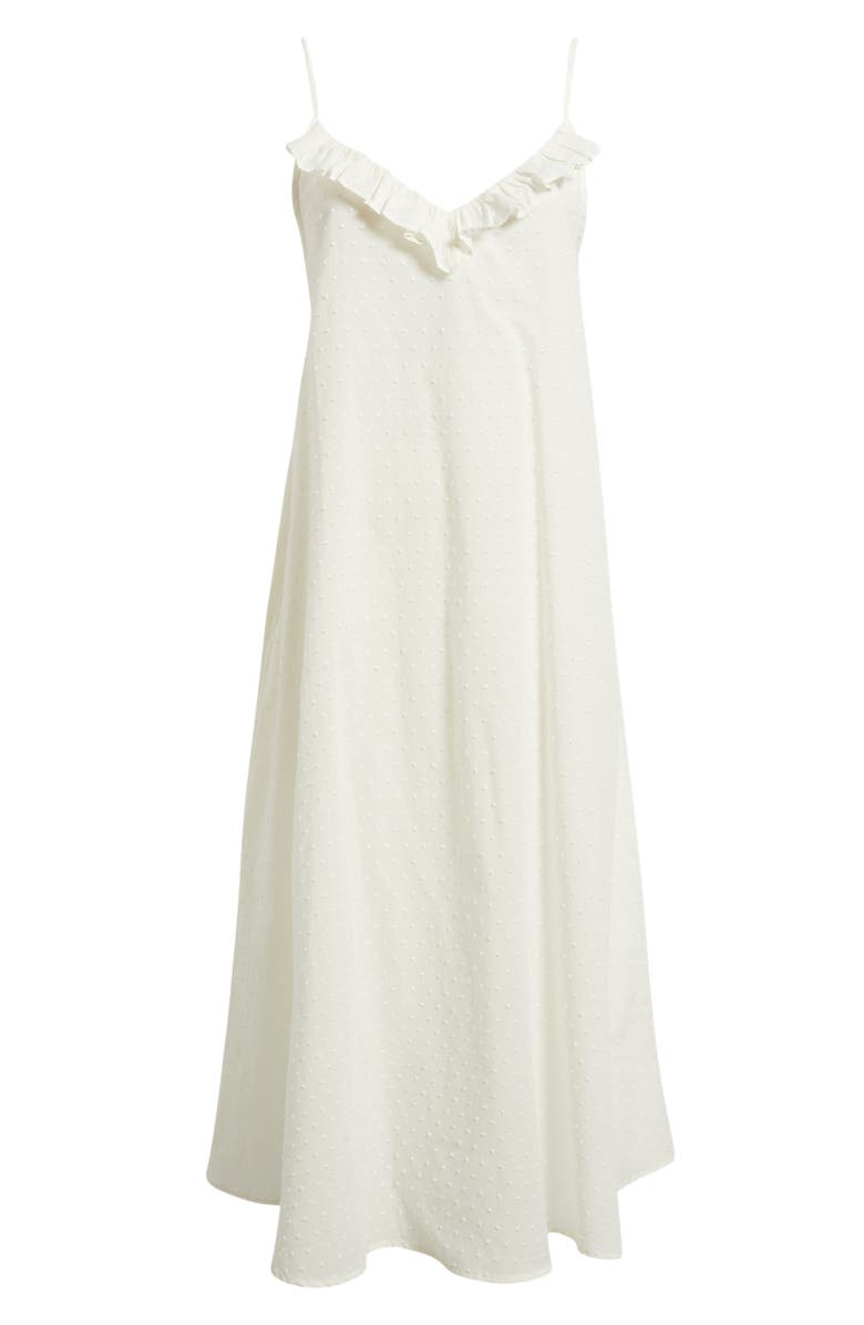 Papinelle Swiss Dot Frill Cotton Maxi Nightgown, Alternate, color, Ecru