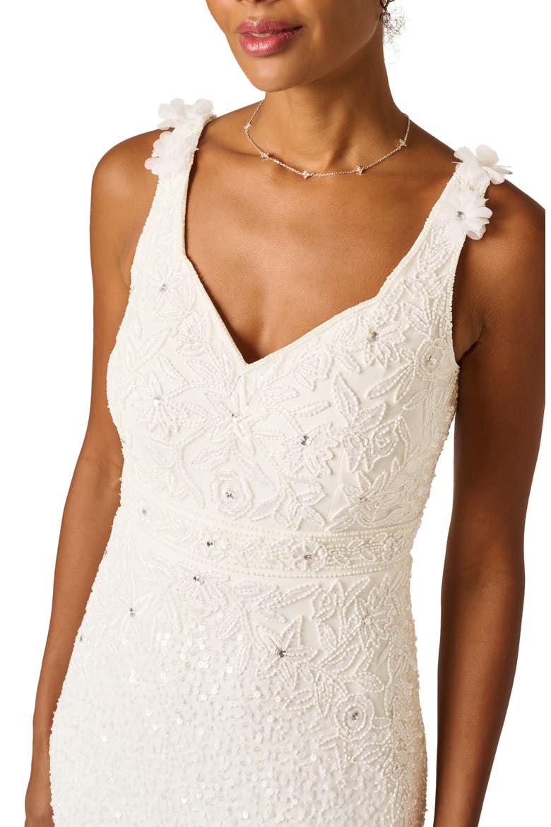 Beaded Godet Mermaid Gown, Alternate, color, IVORY