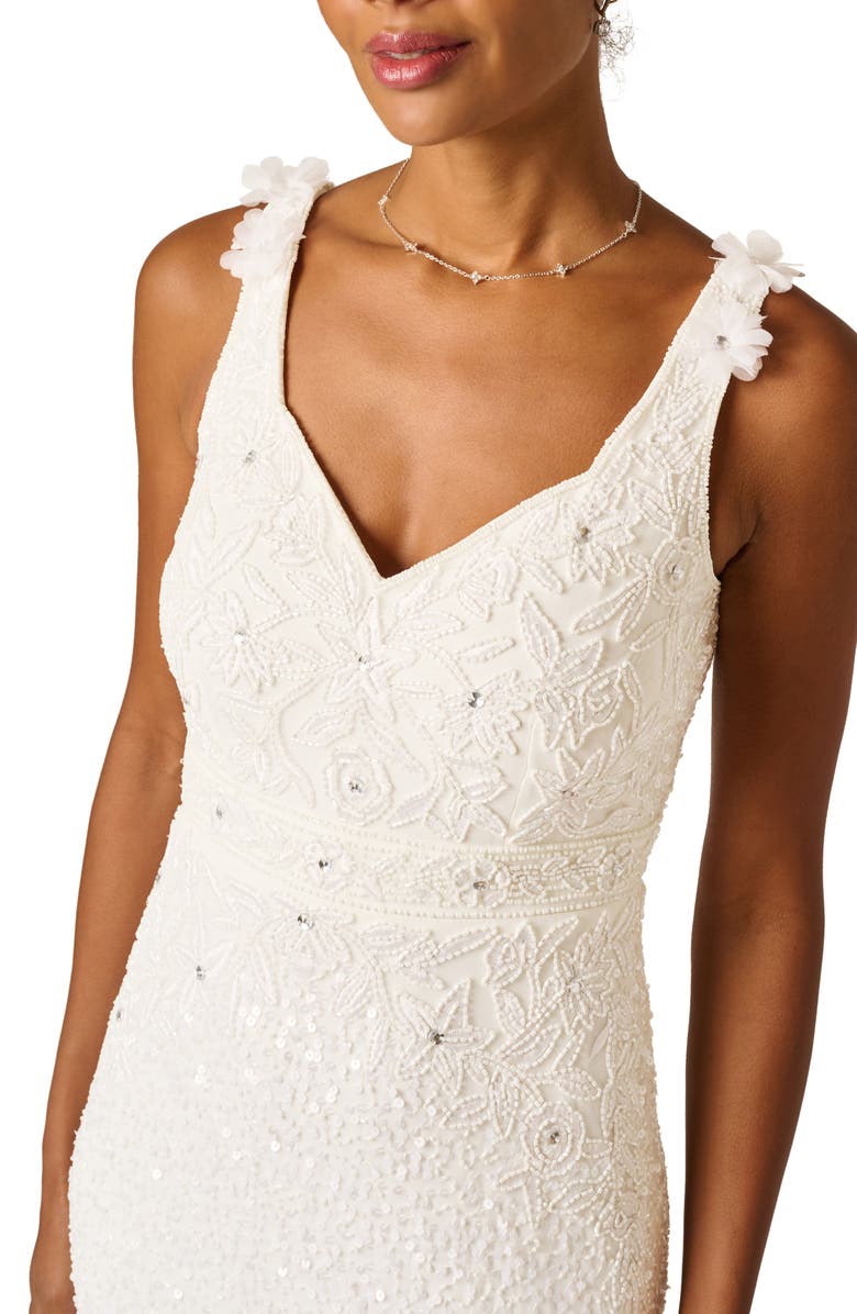 Adrianna Papell Beaded Godet Mermaid Gown, Alternate, color, 