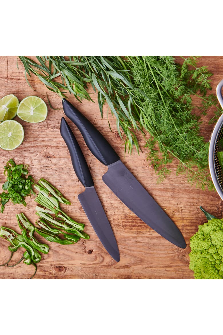 INNOVATIONblack® 2-Piece Ceramic Knife Set, 6-Inch Chef's and 4.5-Inch Utility, Alternate, color, Black