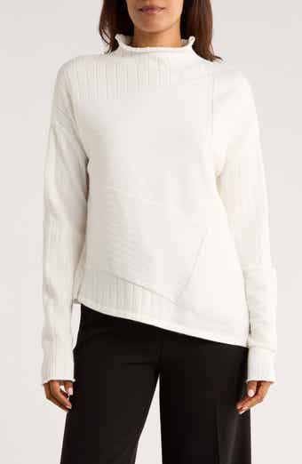 PATRIZIA LUCA Mock Neck Asymmetric Hem Sweater