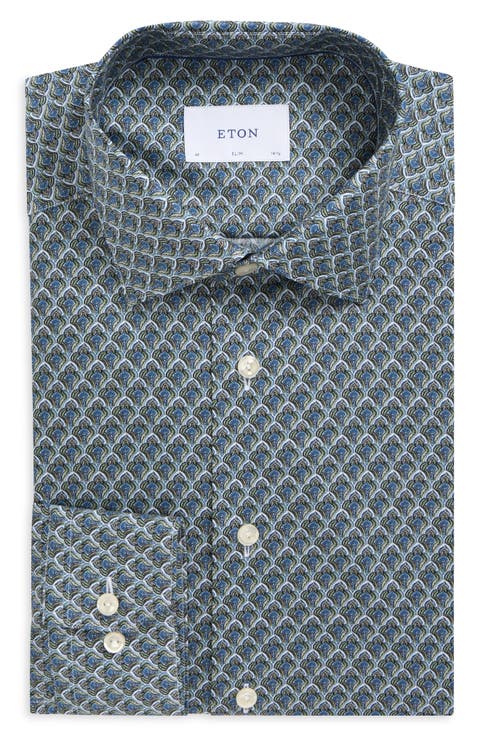 Slim Fit Geometric Twill Shirt