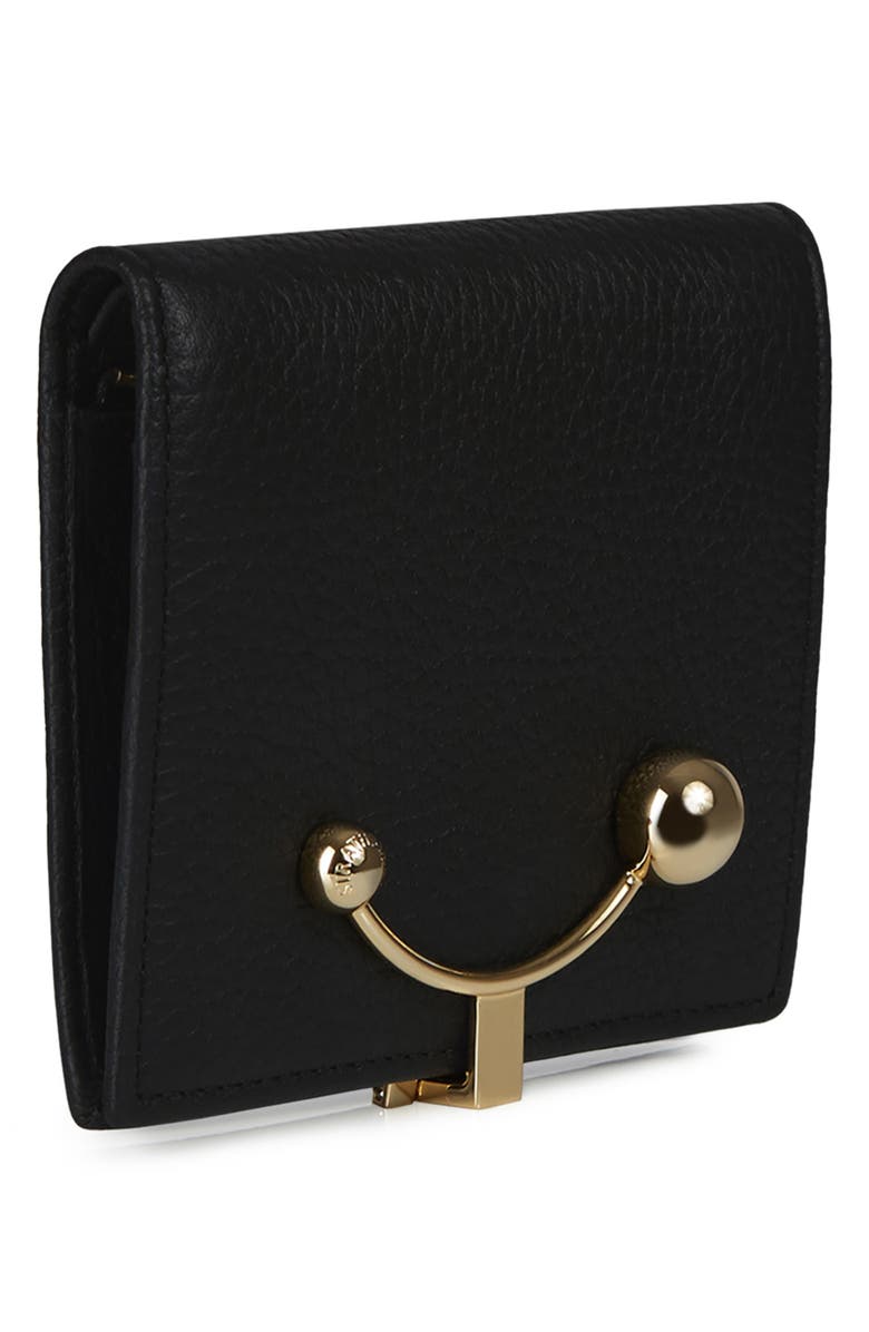Strathberry Crescent Leather Bifold Wallet, Alternate, color, Black