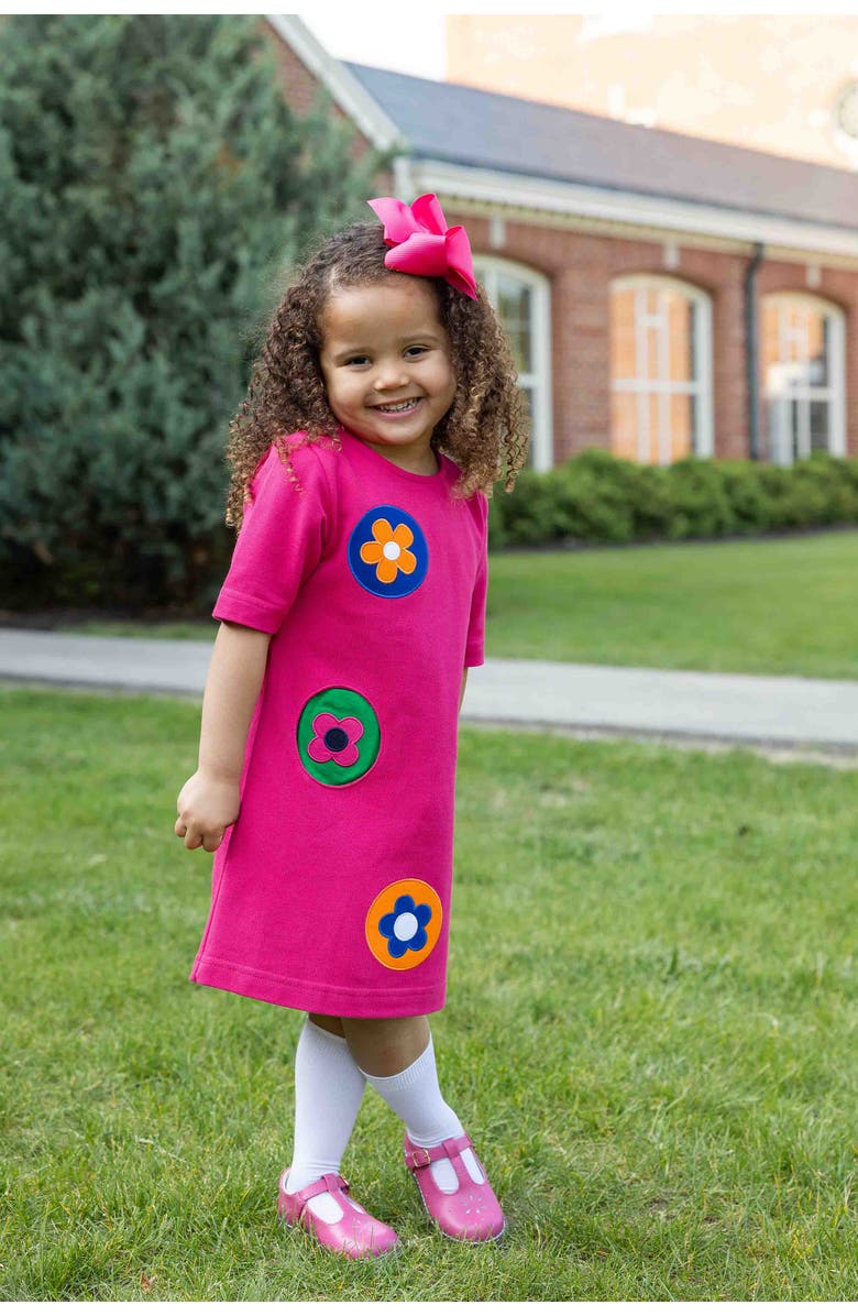 Florence Eiseman Pique Knit Dress With Flower Dots, Alternate, color, Pink, Multicolor