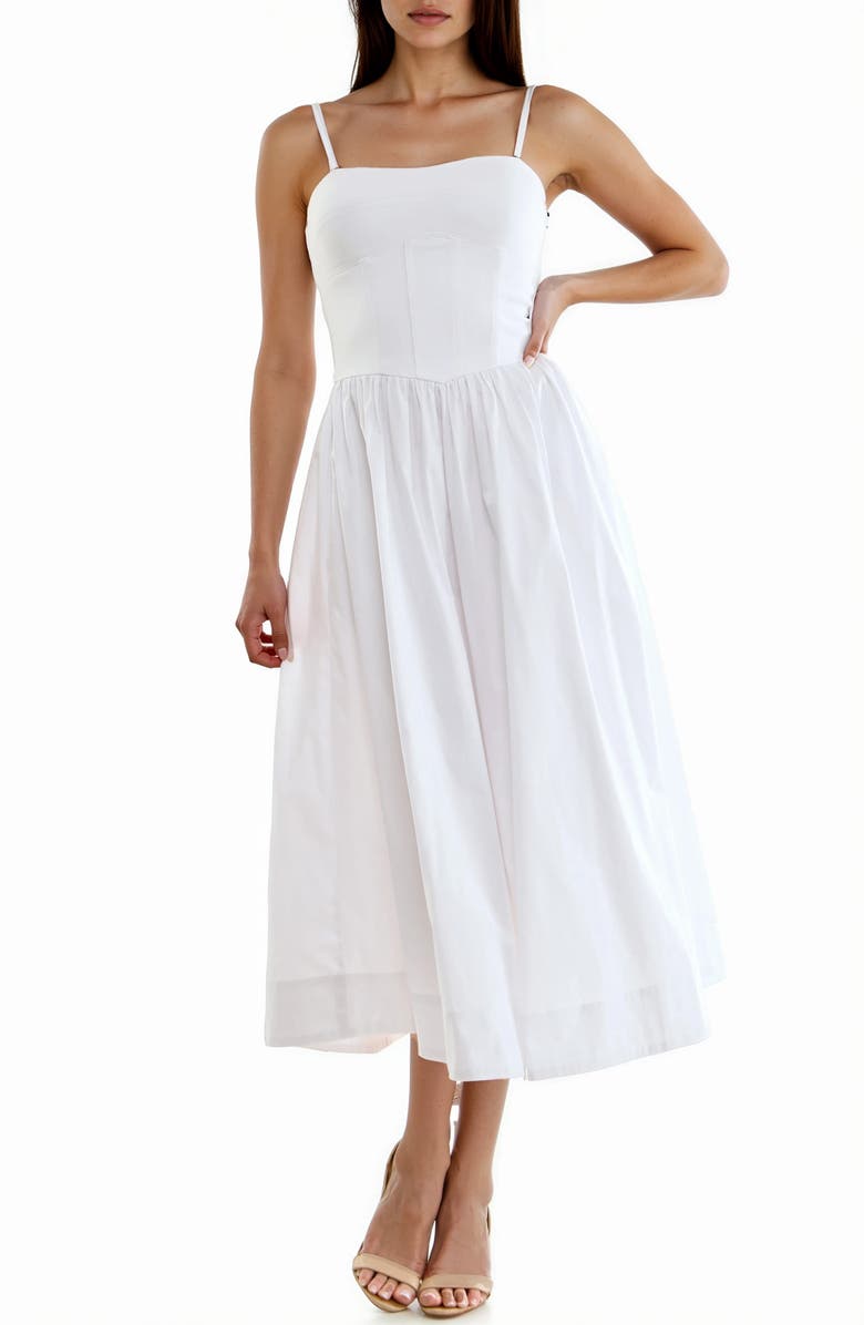 Socialite Corset Detail Sleeveless Midi Dress, Main, color, White