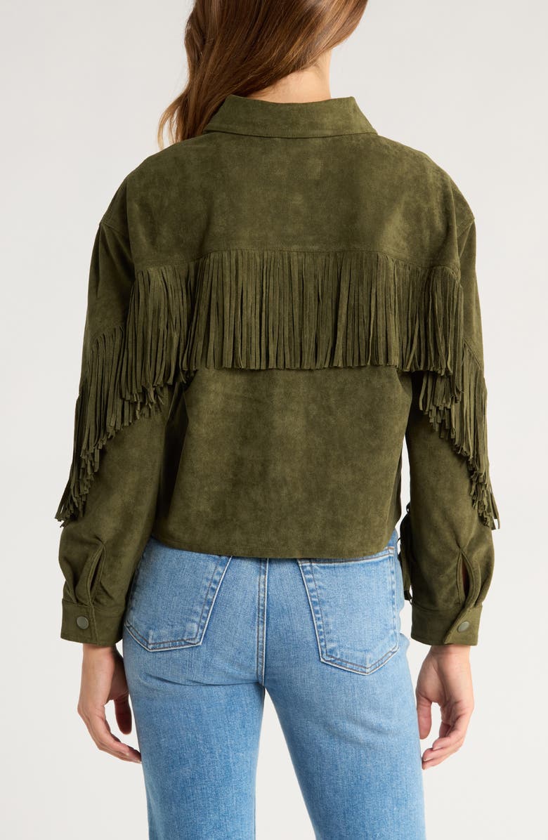 BLANKNYC Faux Suede Fringe Jacket, Alternate, color, Kale Chips