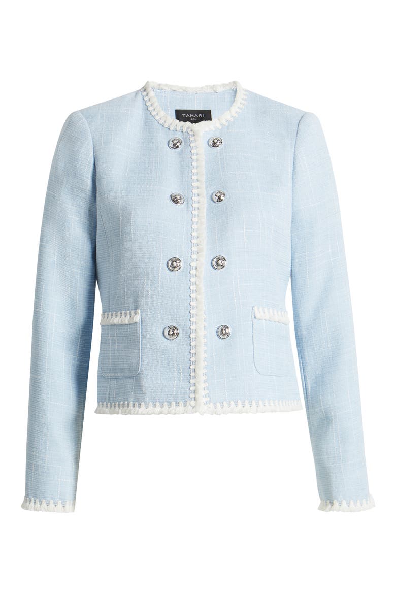 Bouclé Crop Jacket, Alternate, color, ICE BLUE
