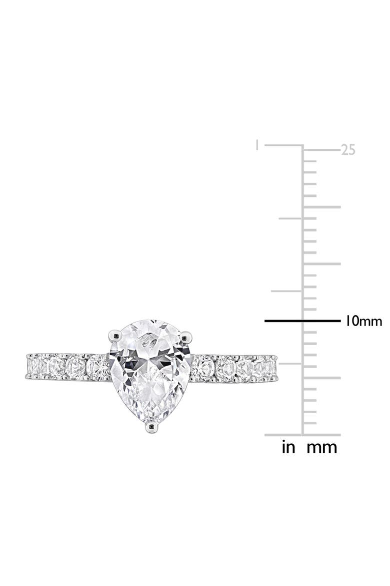 Sterling Silver Pear-Cut Lab-Created White Sapphire Ring, Alternate, color, SILVER