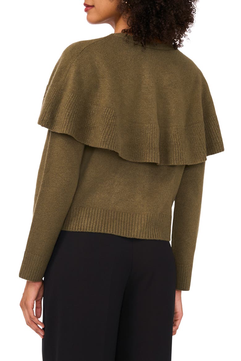 Cape Detail Cardigan, Alternate, color, BURNT OLIVE