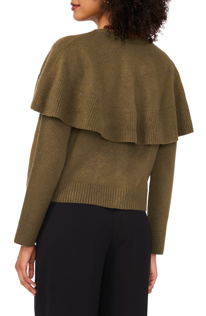 Vince Camuto Cape Detail Cardigan, Alternate, color, Burnt Olive