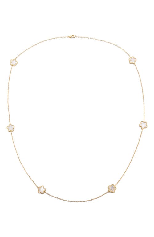 Adornia Mother-of-pearl Clover Station Chain Long Necklace In Gold