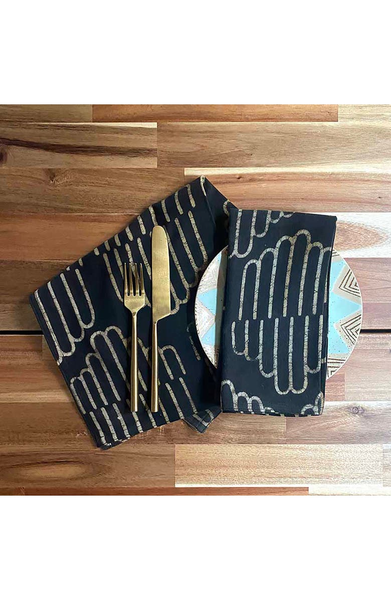 Ichcha Handcrafted Cotton Table Napkins, Alternate, color, Black