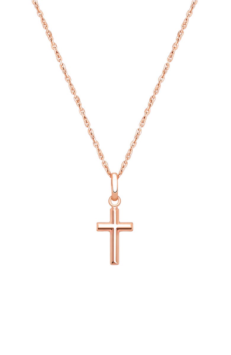 Tiny Blessings 14K Gold Everlasting Faith Cross Necklace, Main, color, 14K Rose Gold