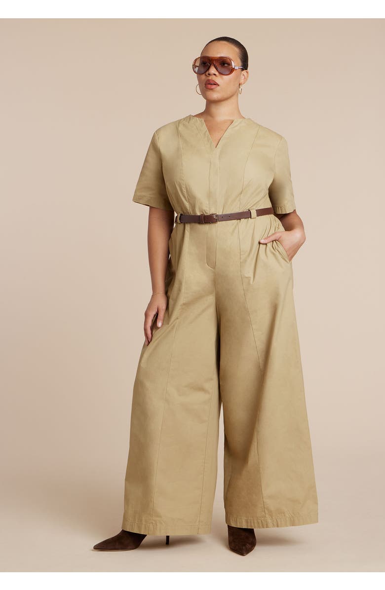 ELOQUII Wide Leg Jumpsuit, Alternate, color, Ginger Root