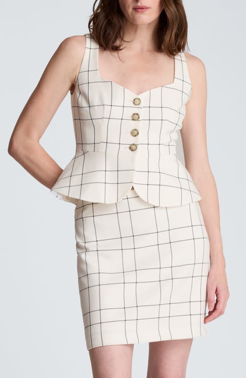 Windowpane Plaid Peplum Vest