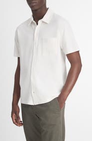 Vince Sueded Jersey Short Sleeve Button-Up Shirt