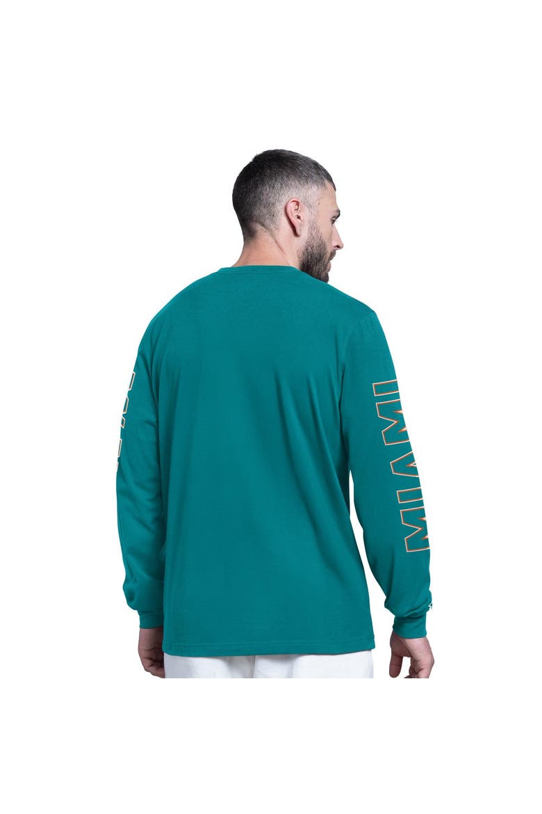 Men's Starter Aqua Miami Dolphins Clutch Hit II Vintage Logo Long-Sleeve T-Shirt, Alternate, color, Aqua