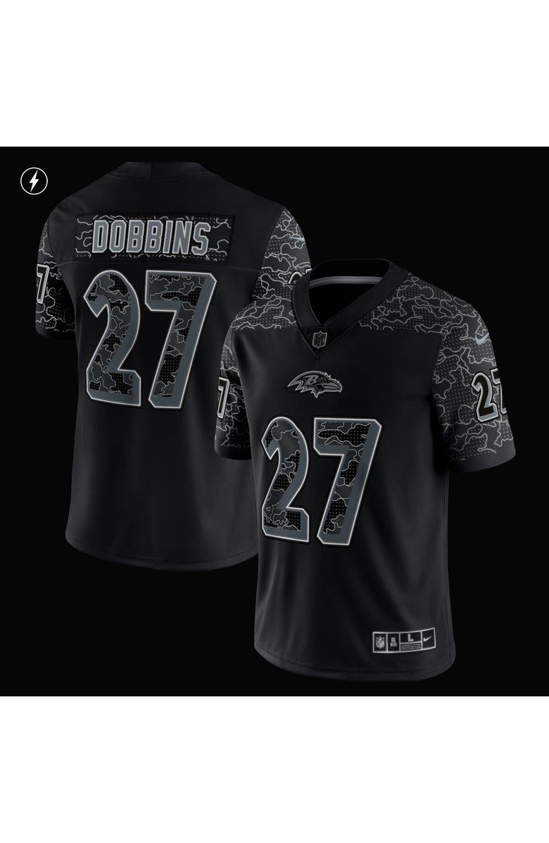 Nike Men's Nike J.K. Dobbins Black Baltimore Ravens RFLCTV Limited Jersey, Alternate, color, 