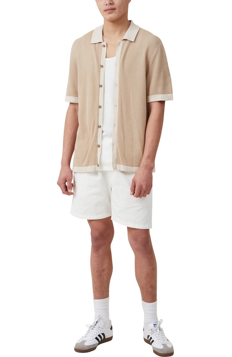 Cotton On Pablo Open Stitch Short Sleeve Button-Up Shirt, Alternate, color,