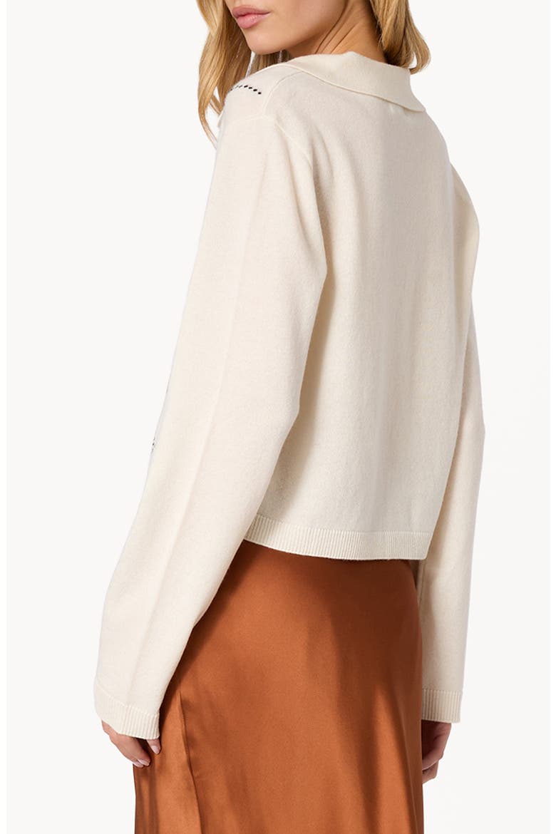 Morris Cropped Cashmere Polo Sweater, Alternate, color, CREAM ARGYLE