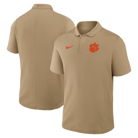 Men's Nike Tan Clemson Tigers Primetime Victory Primary Logo Performance Polo