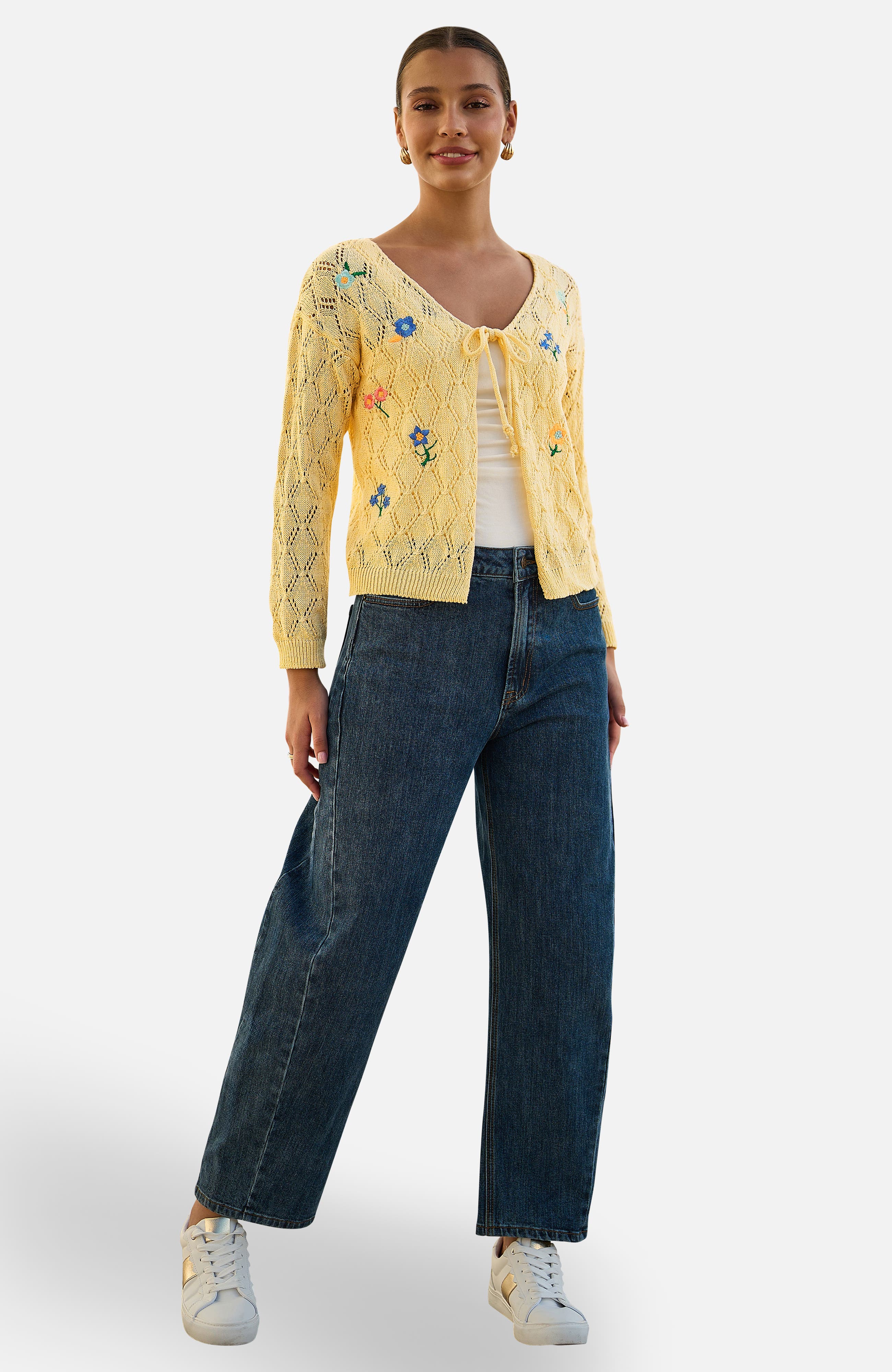 Embroidered Pointelle Cardigan - image 2